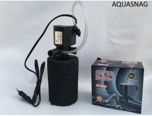 Фото Насос с мочалкой (d8*12)см, SP-1200A  1000 л/ч, 8W, Hmax-1m, от 80 до 150 л, AQUARIUM Смотреть